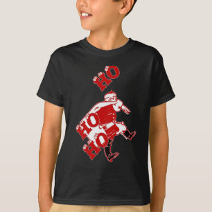 T-shirt Père Noël rouge et blanc Marcher Ho Ho Art Imprime
