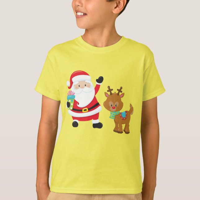 T-shirt père Noël Rudolph le noël des rennes à nez rouge (Devant)