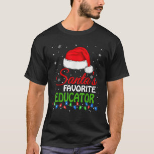T-shirt Père Noël s éducateur préféré Santa Hat lumières d