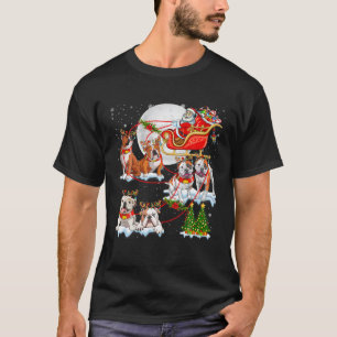 T-shirt Père Noël Sleigh Reindeer Bulldogs Amoureux des ch