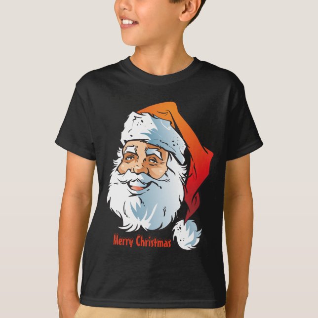 T-shirt Père Noël souriante branchée Joyeux Noël (Devant)