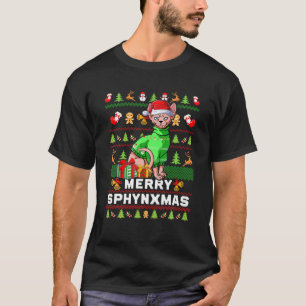 T-shirt Père Noël Sphynxmas Sphynx Amoureux des chats Ugly