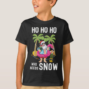 T-shirt Père Noël sur un palmier de Noël en surf vacances