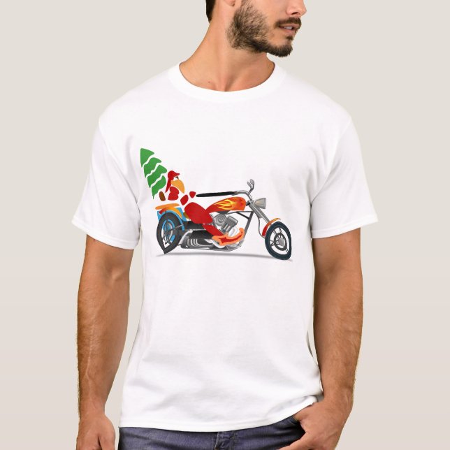 T-shirt Père Noël sur une moto (Devant)