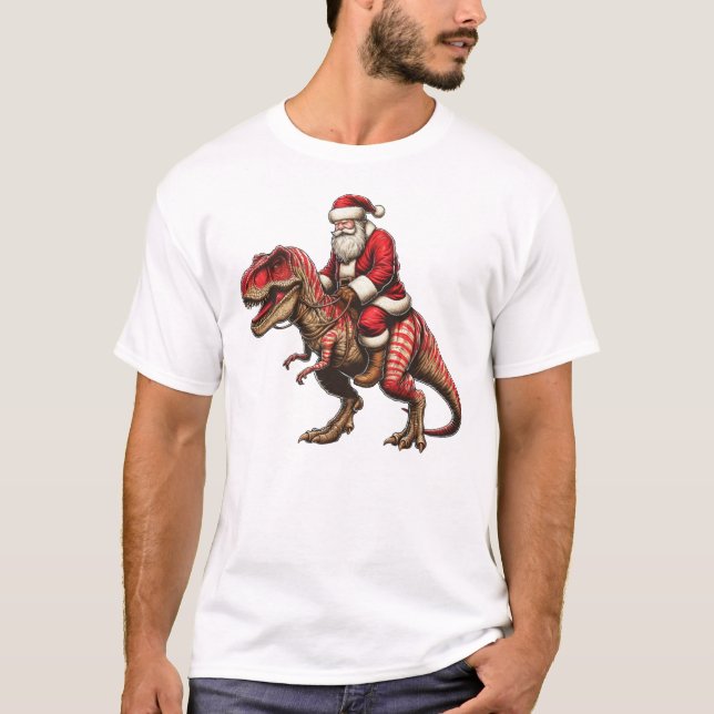 T-shirt Père Noël T-rex Ride Noël (Devant)