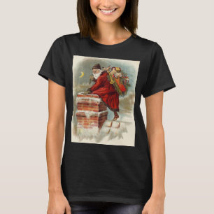 T-shirt Père Noël victorien de Noël vintage sur le toit