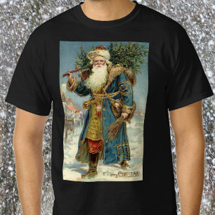 T-shirt Père Noël victorien vintage avec sapin de Noël