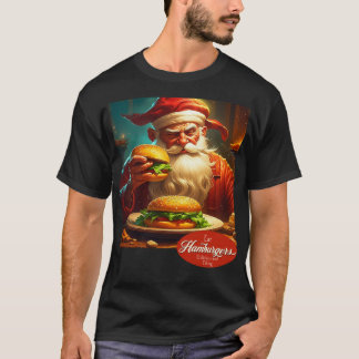 T-shirt Père Noël vintage avec hamburger