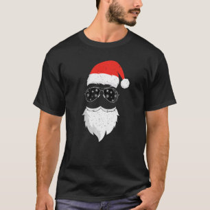T-shirt Père Noël Visage Lunettes de soleil avec barbe Noë