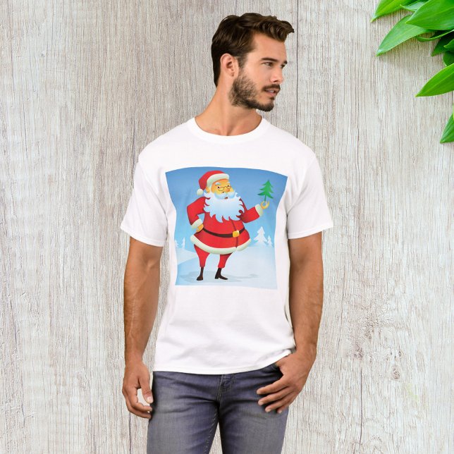 T-shirt Père Noël Whimsical avec Mini Arbre de Noël (Créateur téléchargé)