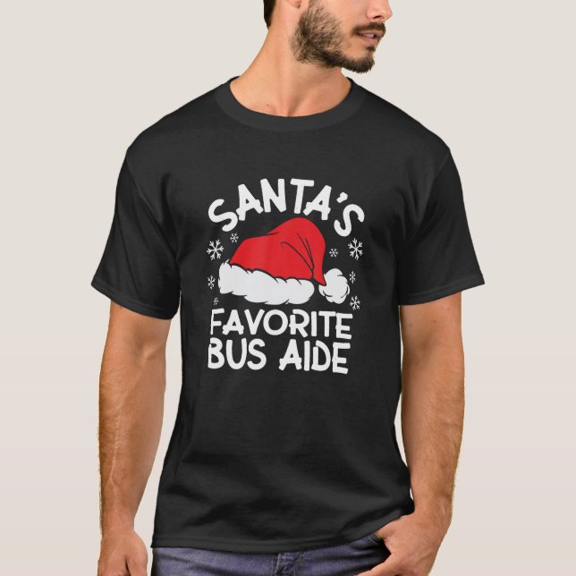 T-shirt Père Noël's Favori Bus Aide Conception pour Noël P (Devant)