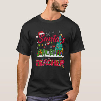 T-shirt Père Noël's Favori Enseignant Santa Hat Vilain Noë