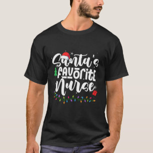 T-shirt Père Noël's Favori Nurse Noël Lights Family Mat