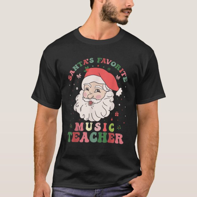 T-shirt Père Noël's Musique Favorite Enseignant Retro Supe (Devant)