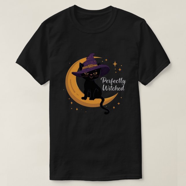 T-shirt Perfectly Witched Black Cat Shirt (Design devant)