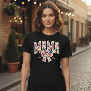T-shirt Perle Florale Maman Varsity Moderne Féminine
