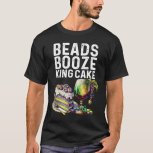T-shirt Perles Booze King Cake Mardi Gras Party Boire Crew