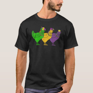 T-shirt Perles de poulet Mardi Gras Festival Animaux Fou C