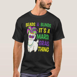 T-shirt Perles Et Masque Mardi Gras Llama Alpaca Pour Homm