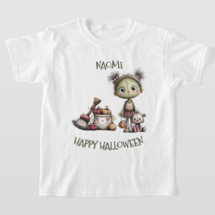 T-shirt *Peronalized Cute Frankenstein Girl Kids Halloween