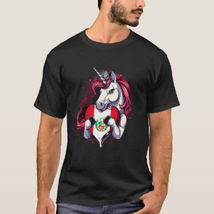 T-shirt Pérou Drapeau Unicorne Pérou Racines péruviennes F