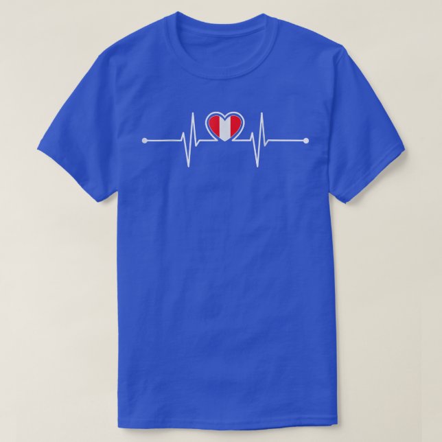 T-shirt Pérou Heartbeat Fierté péruvienne mignonne Drapeau (Design devant)