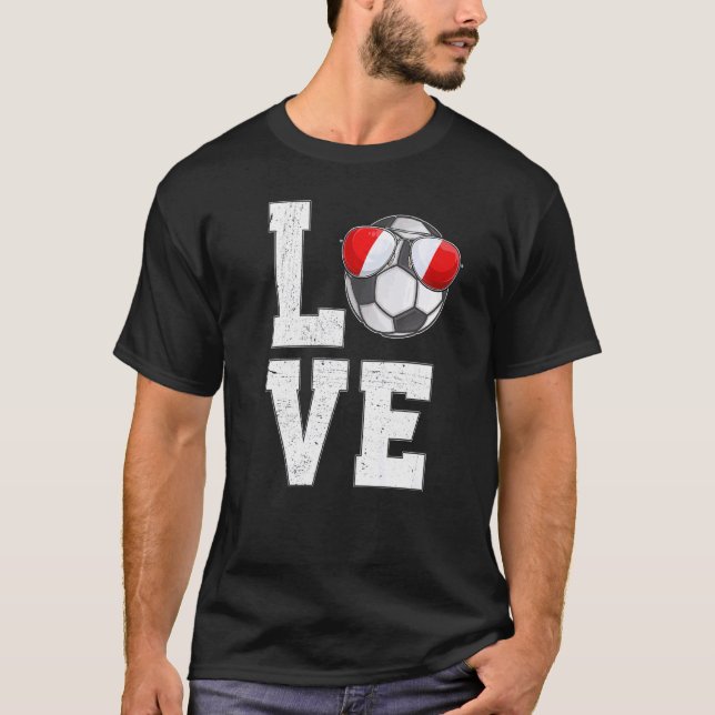 T-shirt Pérou Soccer Love Drapeau péruvien (Devant)