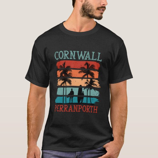 T-shirt Perranporth Cornwall England S Surfboard (Devant)