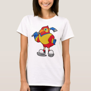 T-shirt Perroquet au hockey sur glace avec bâton de hockey