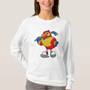 T-shirt Perroquet au hockey sur glace avec bâton de hockey