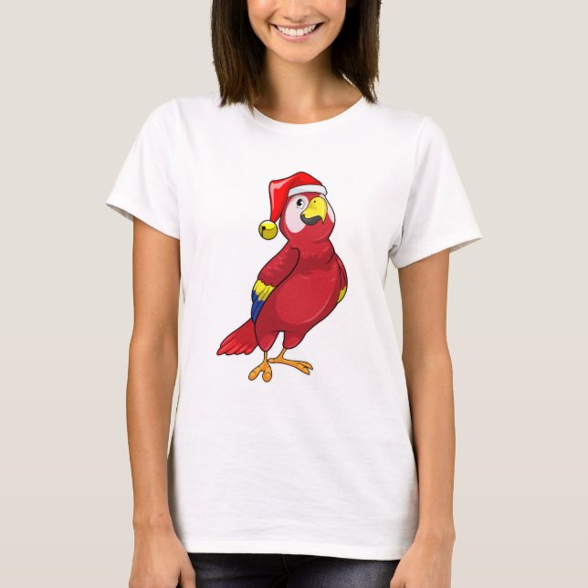 T-shirt Perroquet avec chapeau de Père Noël (Devant)