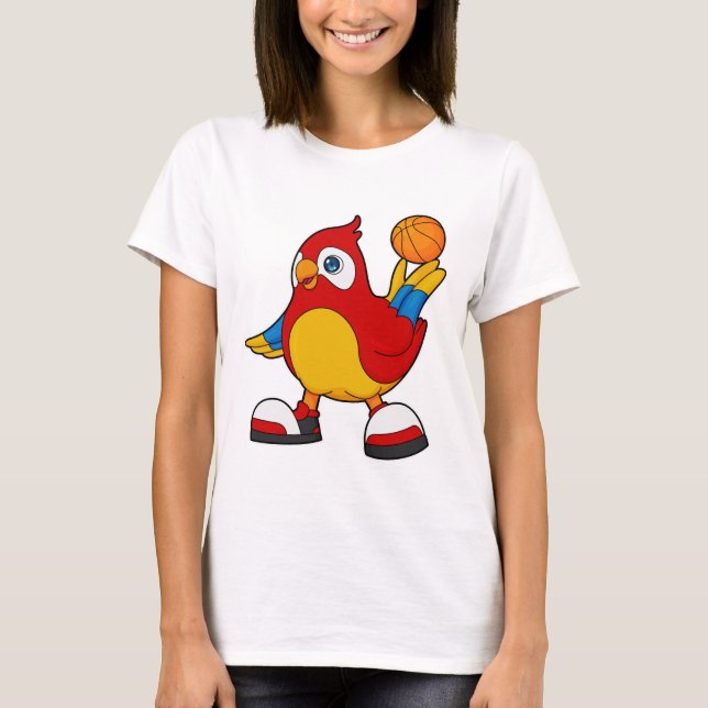 T-shirt Perroquet comme joueur de basket-ball avec basket- (Devant)