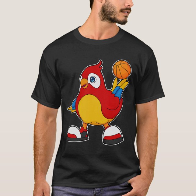 T-shirt Perroquet comme joueur de basket-ball avec basket- (Devant)
