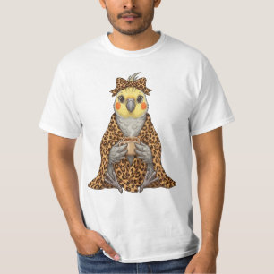 T-shirt Perroquet Cozy dans un Plaid Imprimé Léopard Café