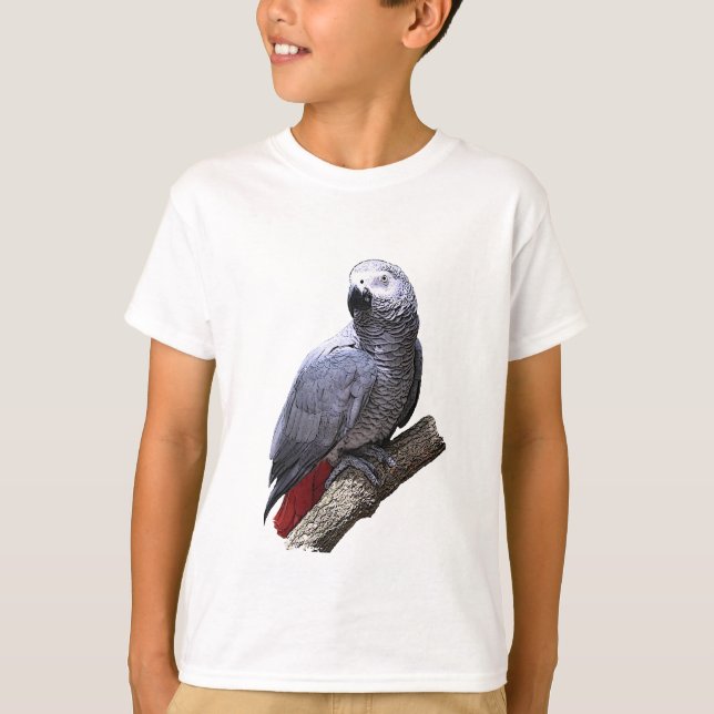 T-shirt Perroquet de gris africain sur la branche (Devant)