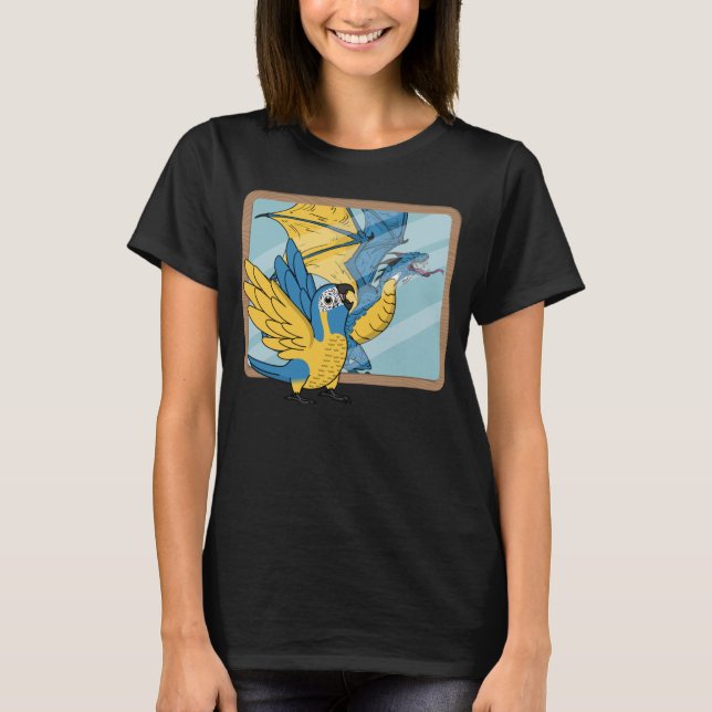 T-shirt Perroquet et dragon Réflexion I Bleu gorge Macaw (Devant)