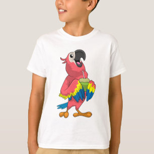 T-shirt Perroquet et noix de coco avec paille à boire