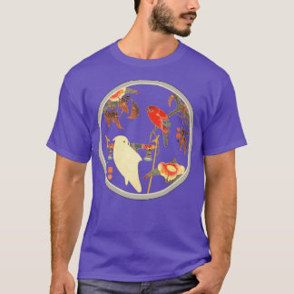 T-shirt Perroquet rouge Vintage japonais sur une branche d