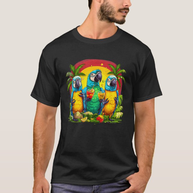 T-shirt Perroquets Boire Margarita Hawaiian Sur Vaca Été (Devant)