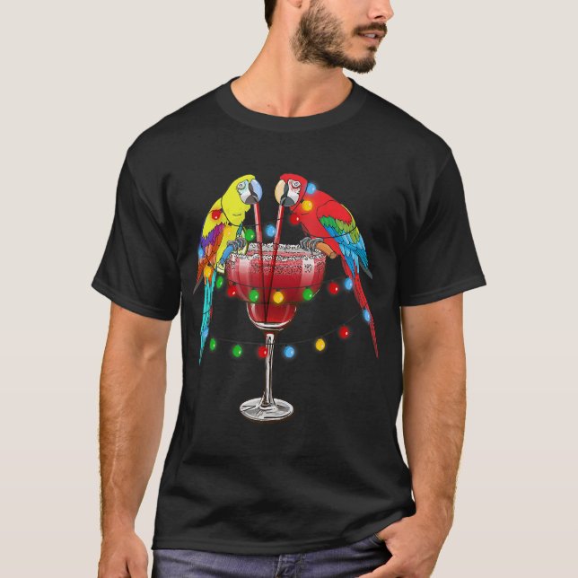 T-shirt Perroquets Sun Père Noël Noël En Juillet Été Palm  (Devant)