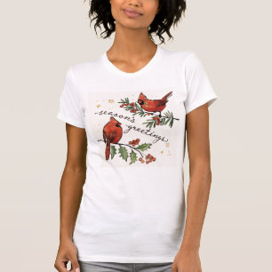 T-shirt Perruches de cardinal de Noël
