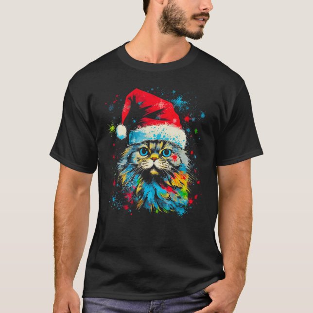 T-shirt Persian Cat Christmas (Devant)