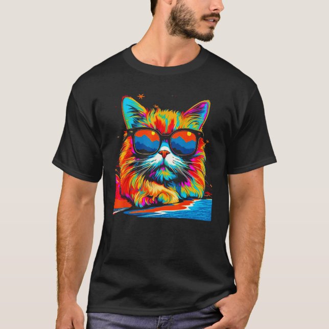 T-shirt Persian Cat Summer Party (Devant)