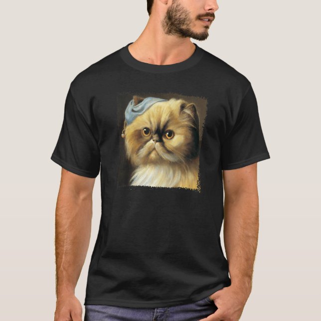 T-shirt Persian cat with a pear earring classical parody f (Devant)