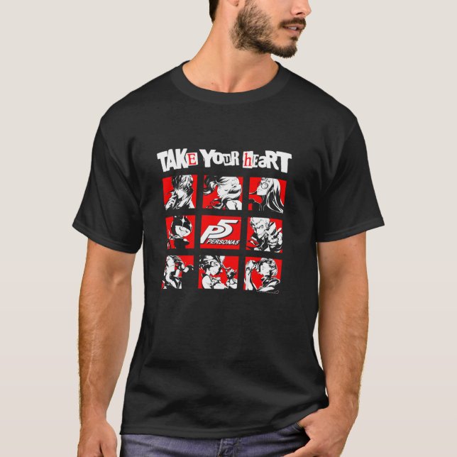 T-shirt Persona 5 caractères Carrés (Devant)