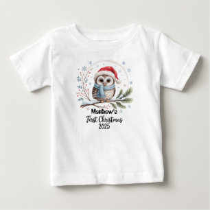 T-Shirt-Personalized Baby's First Xmas 2025-Boy Baby T-Shirt