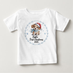 T-Shirt-Personalized Baby's First Xmas 2025-Boy Baby T-Shirt