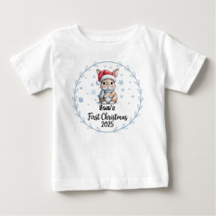 T-Shirt-Personalized Baby's First Xmas 2025-Boy Baby T-Shirt