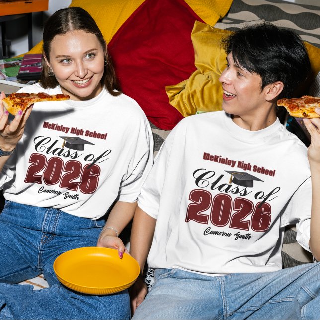 T-shirt Personalized Maroon Class of 2026 Graduation (Créateur téléchargé)