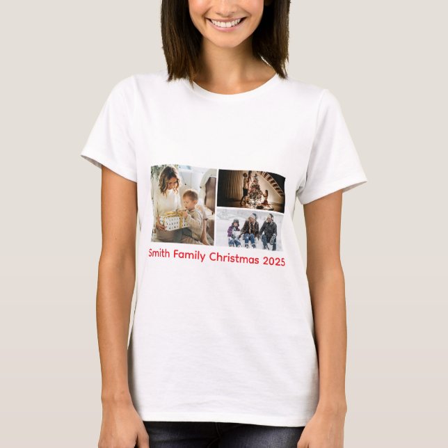 T-shirt Personalized Photo Collage Family Christmas (Devant)